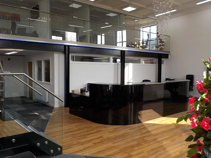 Our newly renovated solicitors office reception, featuring modern decor.